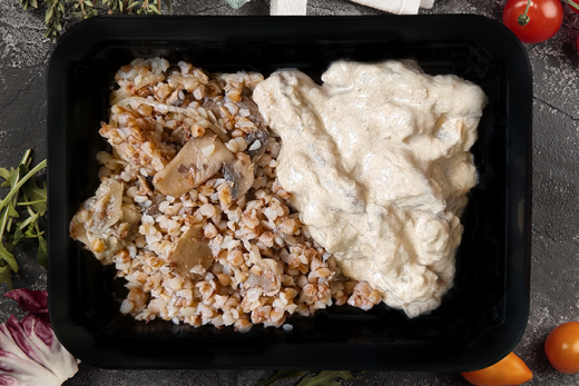 Бефстроганов с гречкой и грибами, 300г